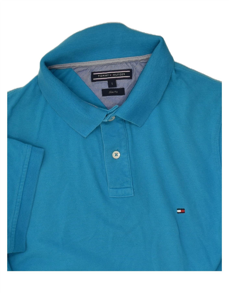 TOMMY HILFIGER Mens Slim Fit Polo Shirt Small Blue Cotton | Vintage Tommy Hilfiger | Thrift | Second-Hand Tommy Hilfiger | Used Clothing | Messina Hembry 