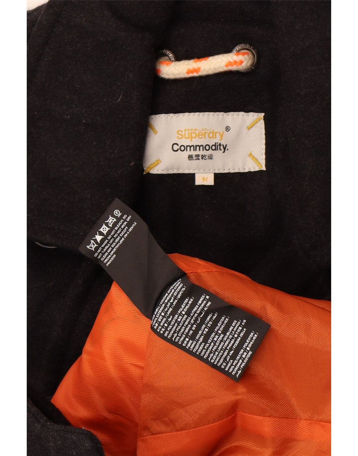 Superdry Mens Commodity Pea Coat UK 38 Medium Black Wool