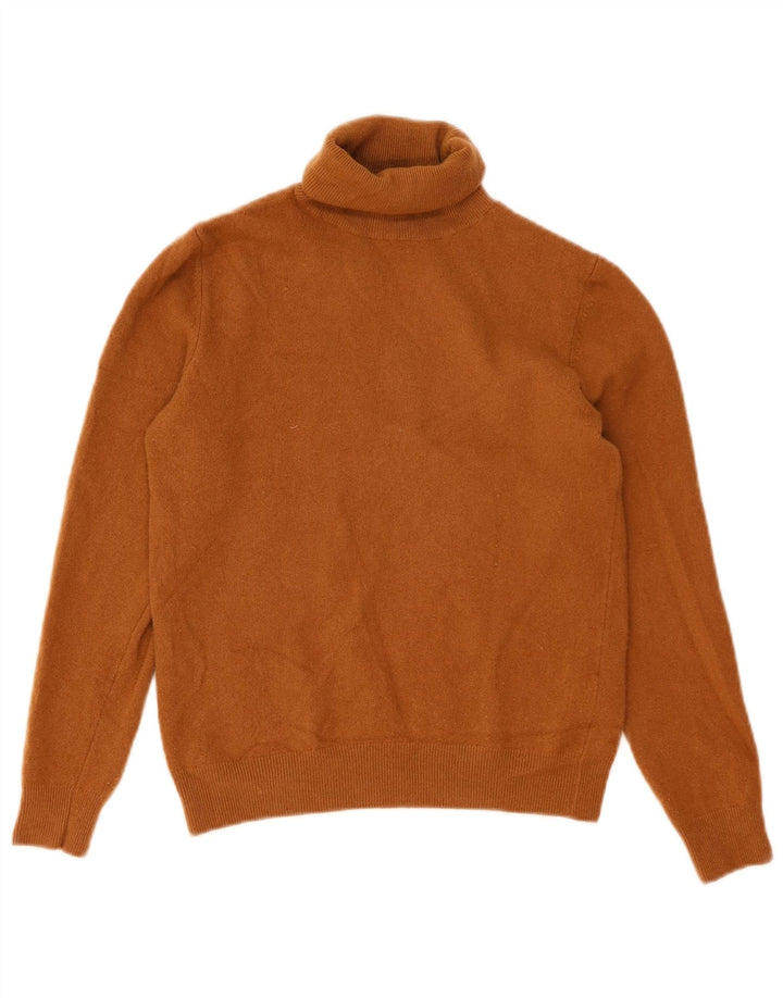 Benetton Womens Crop Roll Neck Jumper Sweater UK 12 Medium Brown