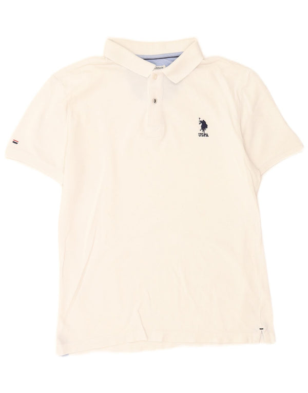 U.S. Polo Assn. Mens Polo Shirt Medium White Cotton