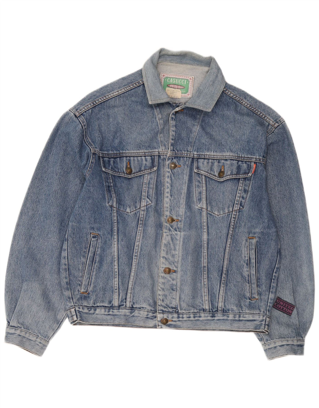 Casucci Mens Denim Jacket UK 40 Large Blue Cotton