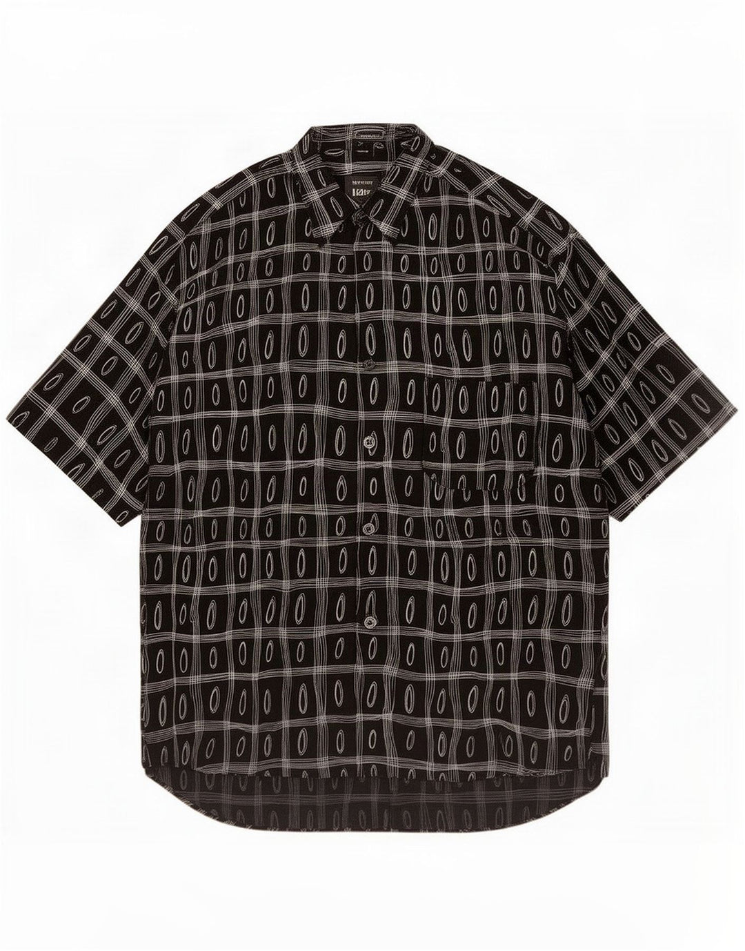Tipo' S Mens Short Sleeve Shirt Medium Black Geometric Viscose