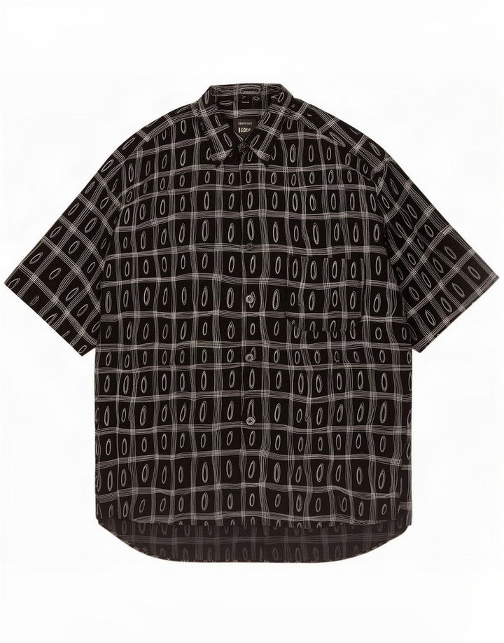 Tipo' S Mens Short Sleeve Shirt Medium Black Geometric Viscose