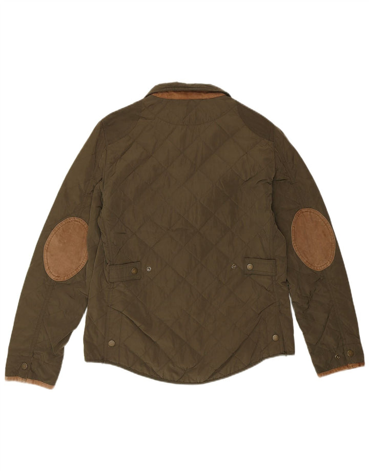 Massimo Dutti Womens Quilted Jacket EU 38 Medium Green Nylon