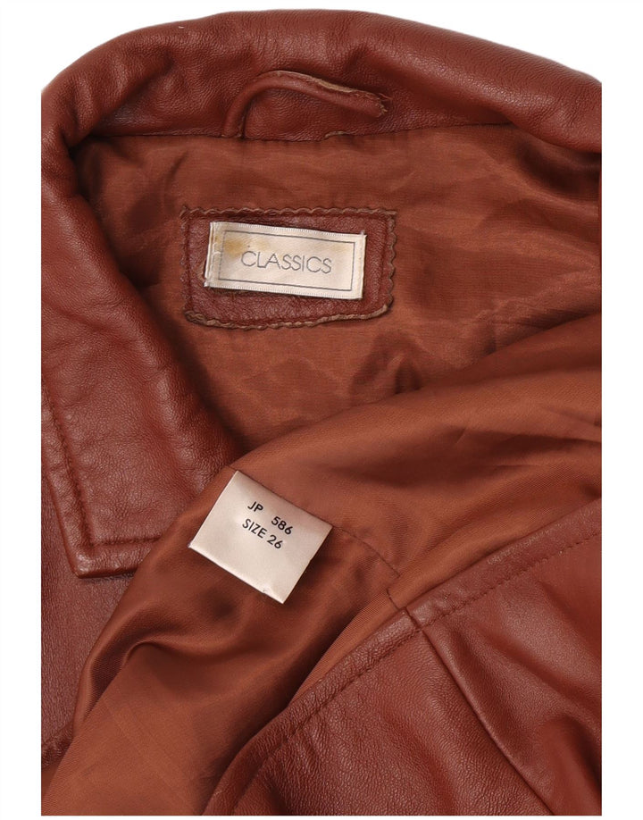 Classics Womens 3 Button Leather Blazer Jacket UK 26 5XL  Brown Leather