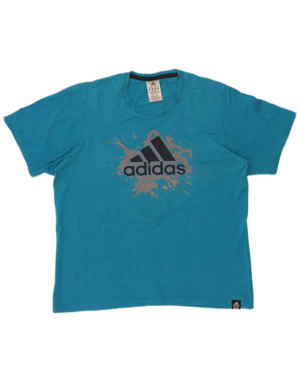 Adidas Mens Graphic T-Shirt Top Medium Blue Cotton
