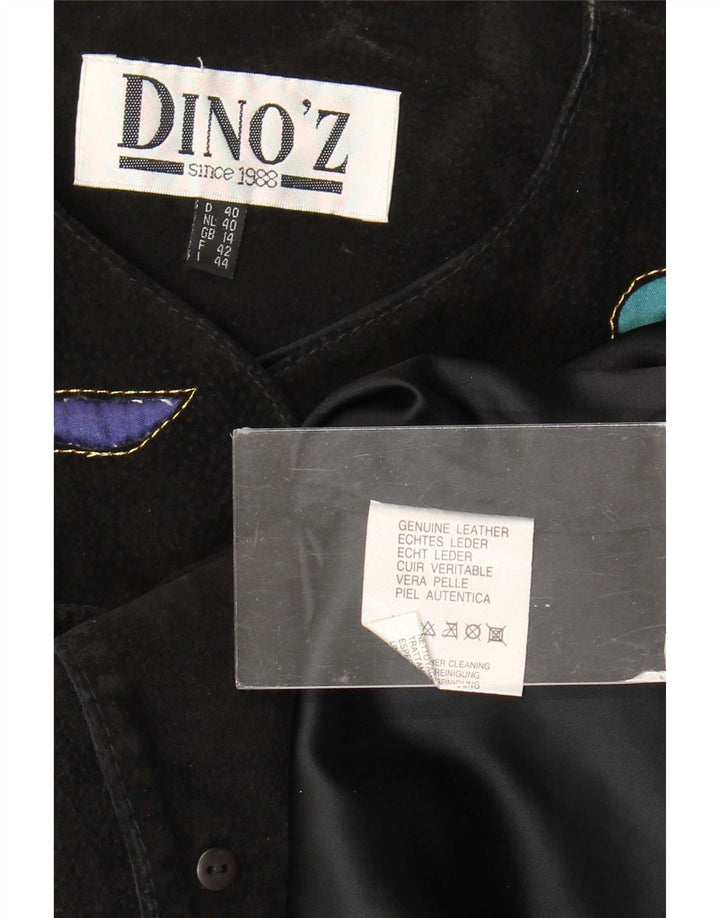 DINO' Z Womens 4 Button Suede Blazer Jacket UK 14 Medium Black Leather