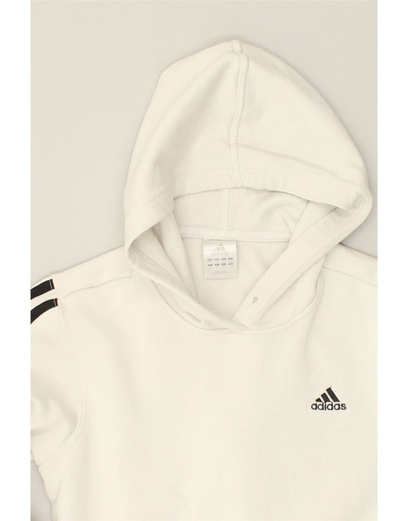 ADIDAS Womens Hoodie Jumper UK 10 Small Off White Cotton | Vintage Adidas | Thrift | Second-Hand Adidas | Used Clothing | Messina Hembry 