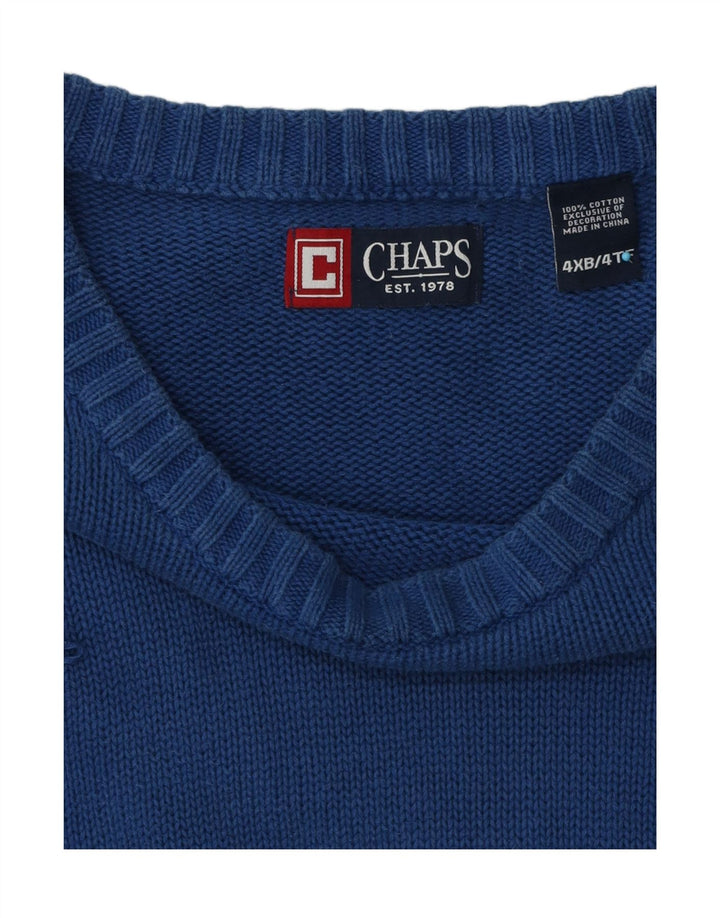 Chaps Mens Big Crew Neck Jumper Sweater 4XL Blue Cotton