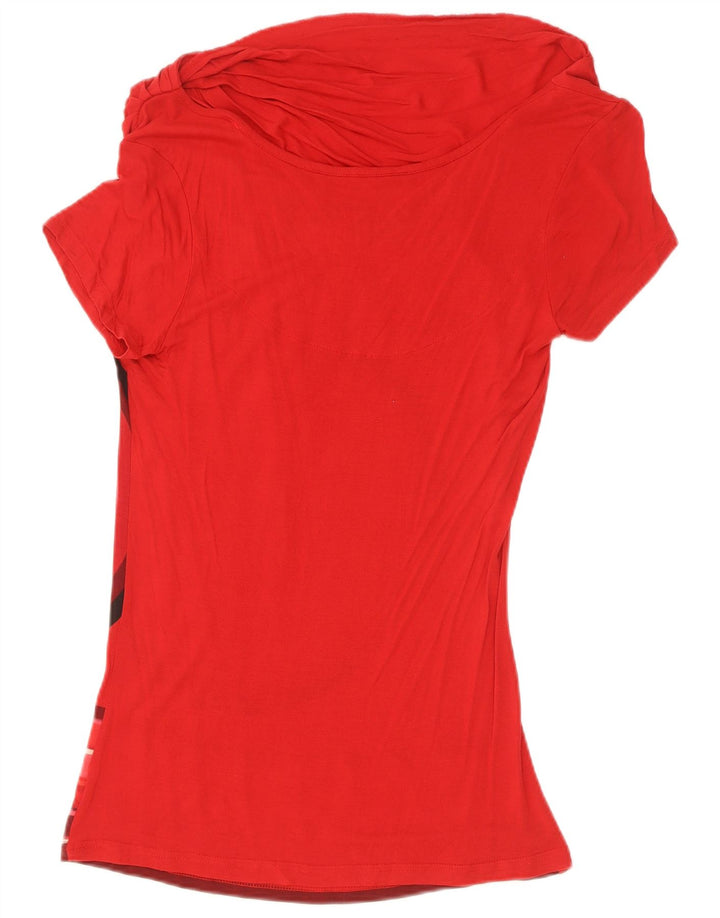 Desigual Womens Graphic Blouse Top UK 12 Medium Red Geometric