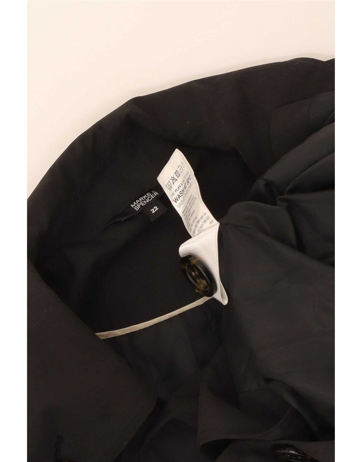 Marks & Spencer Womens Trench Coat UK 22 3XL Black Polyester