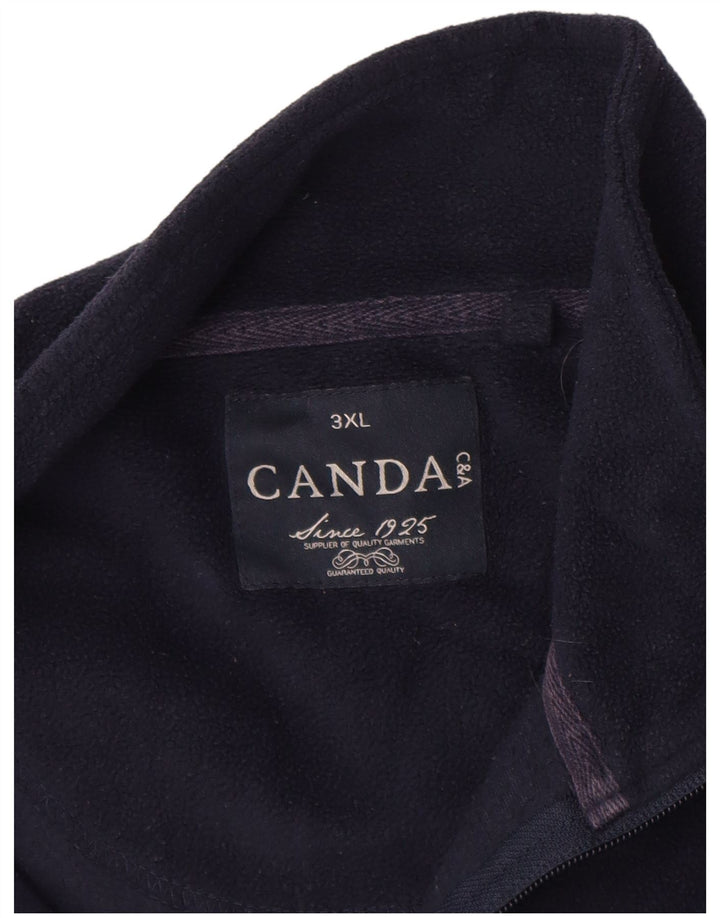 Canda Mens Zip Neck Fleece Jumper 3XL Navy Blue