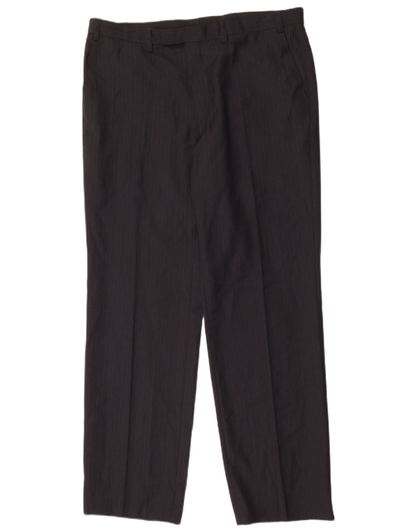 Marks & Spencer Mens Suit Trousers W38 L33 Navy Blue Striped Polyester