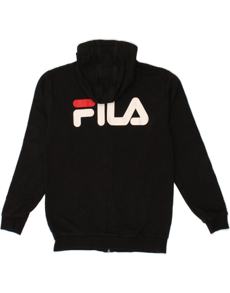 FILA Boys Graphic Zip Hoodie Sweater 11-12 Years Black Cotton | Vintage Fila | Thrift | Second-Hand Fila | Used Clothing | Messina Hembry 