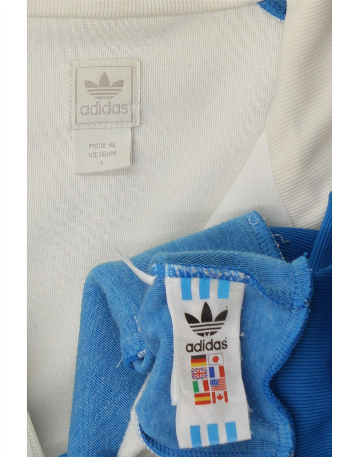 Adidas Mens Tracksuit Top Jacket Large White Colourblock Polyester