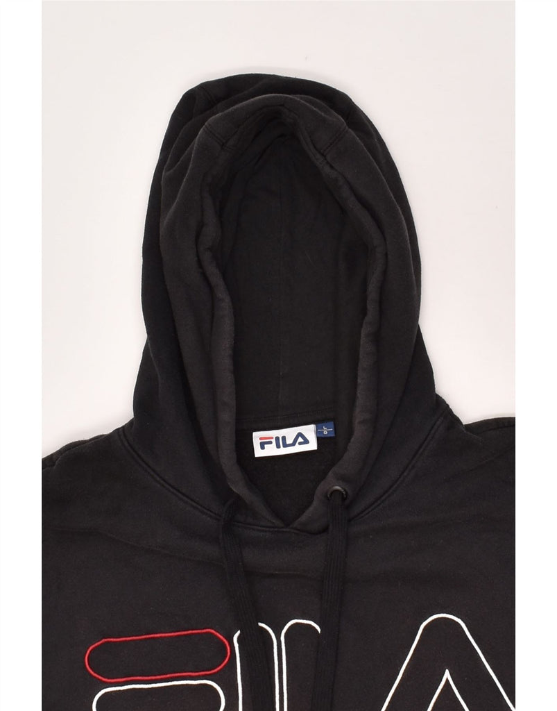 FILA Mens Graphic Hoodie Jumper Large Black Cotton | Vintage Fila | Thrift | Second-Hand Fila | Used Clothing | Messina Hembry 