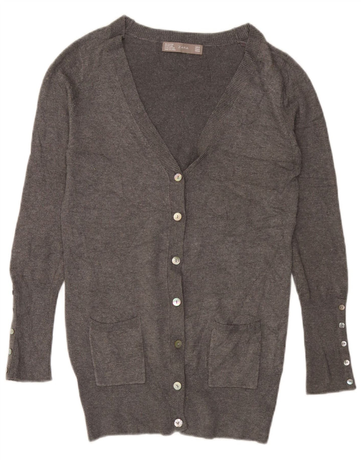 Zara Womens Cardigan Sweater UK 12 Medium Grey Rayon