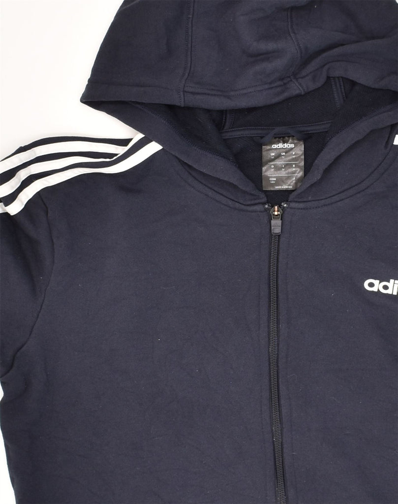 ADIDAS Mens Zip Hoodie Sweater Medium Navy Blue Cotton | Vintage Adidas | Thrift | Second-Hand Adidas | Used Clothing | Messina Hembry 