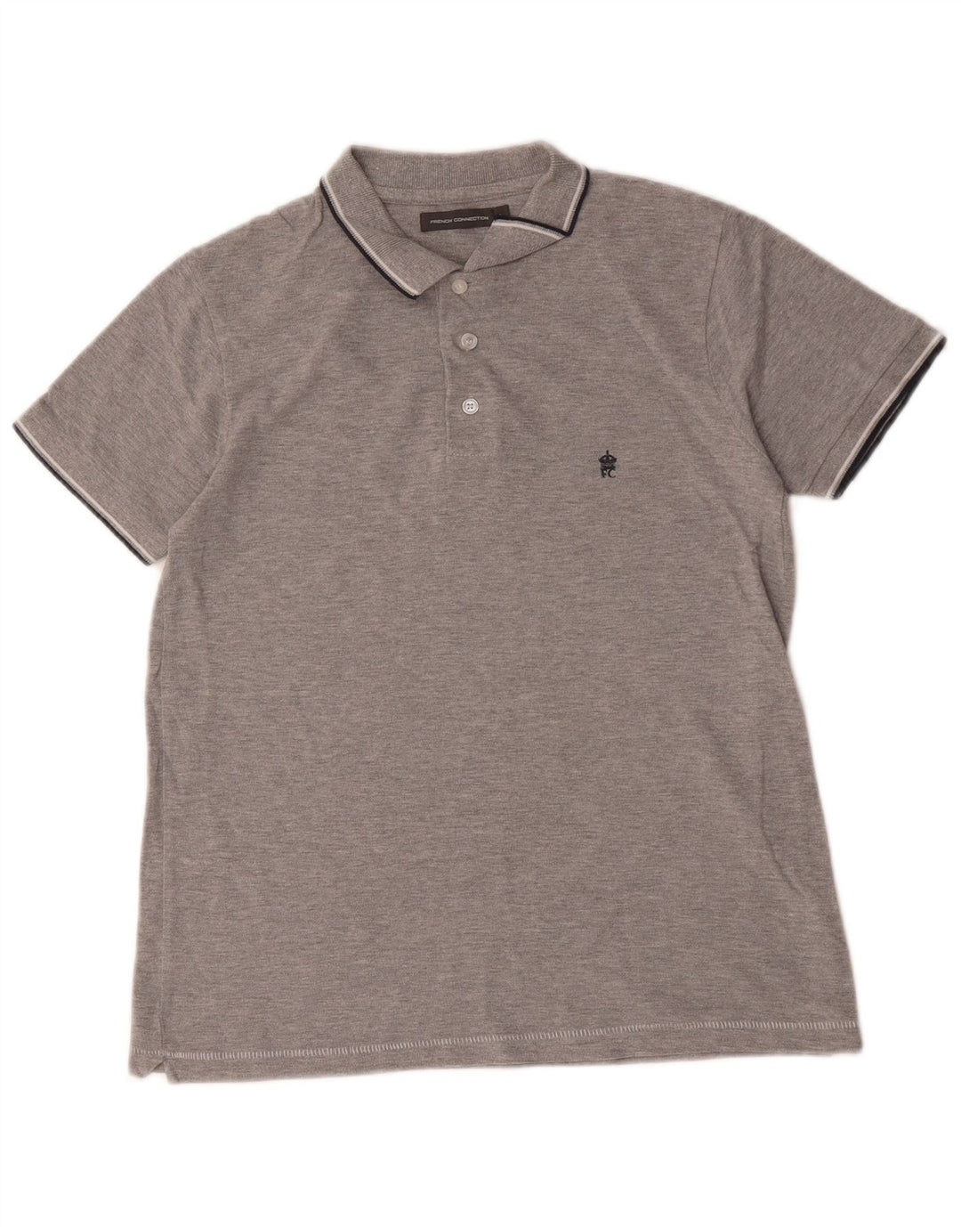 French Connection Mens Polo Shirt Small Grey Cotton