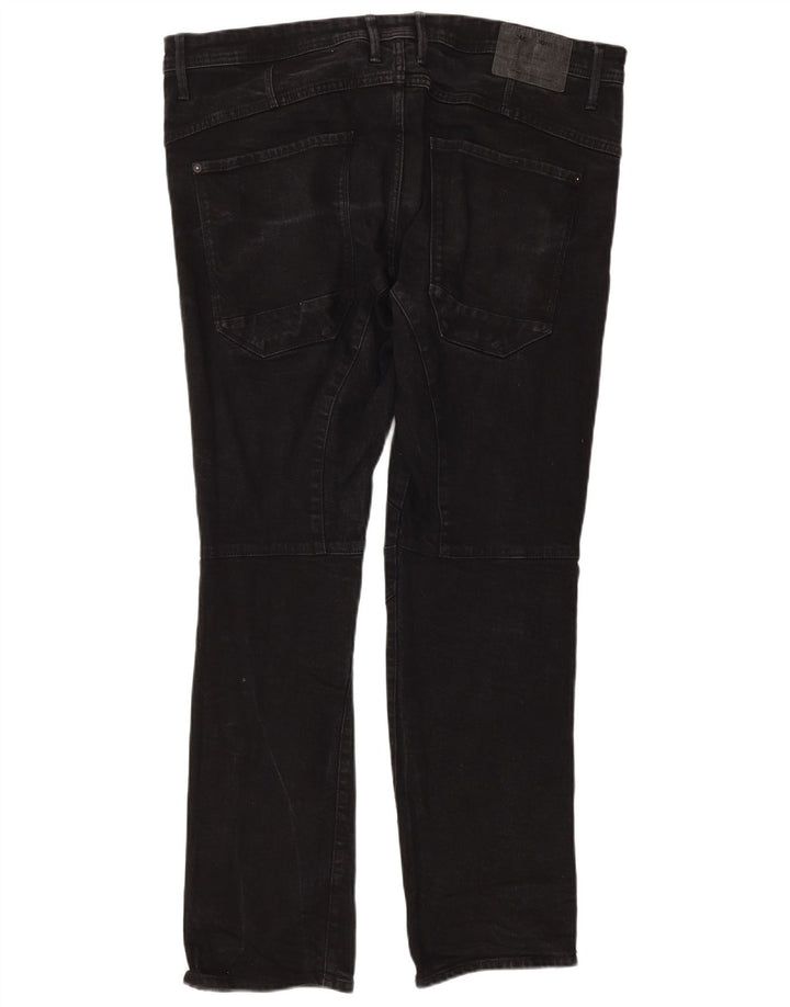 Jack & Jones Mens Straight Jeans W38 L32 Black Cotton