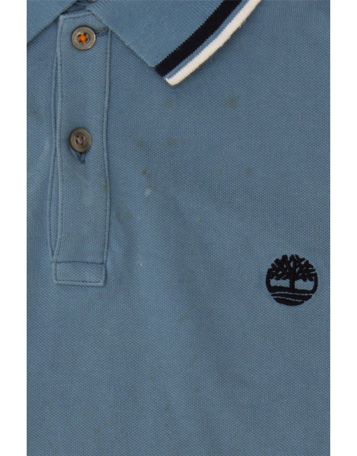 TIMBERLAND Mens Slim Fit Polo Shirt Large Blue Cotton Vintage Timberland and Second-Hand Timberland from Messina Hembry 