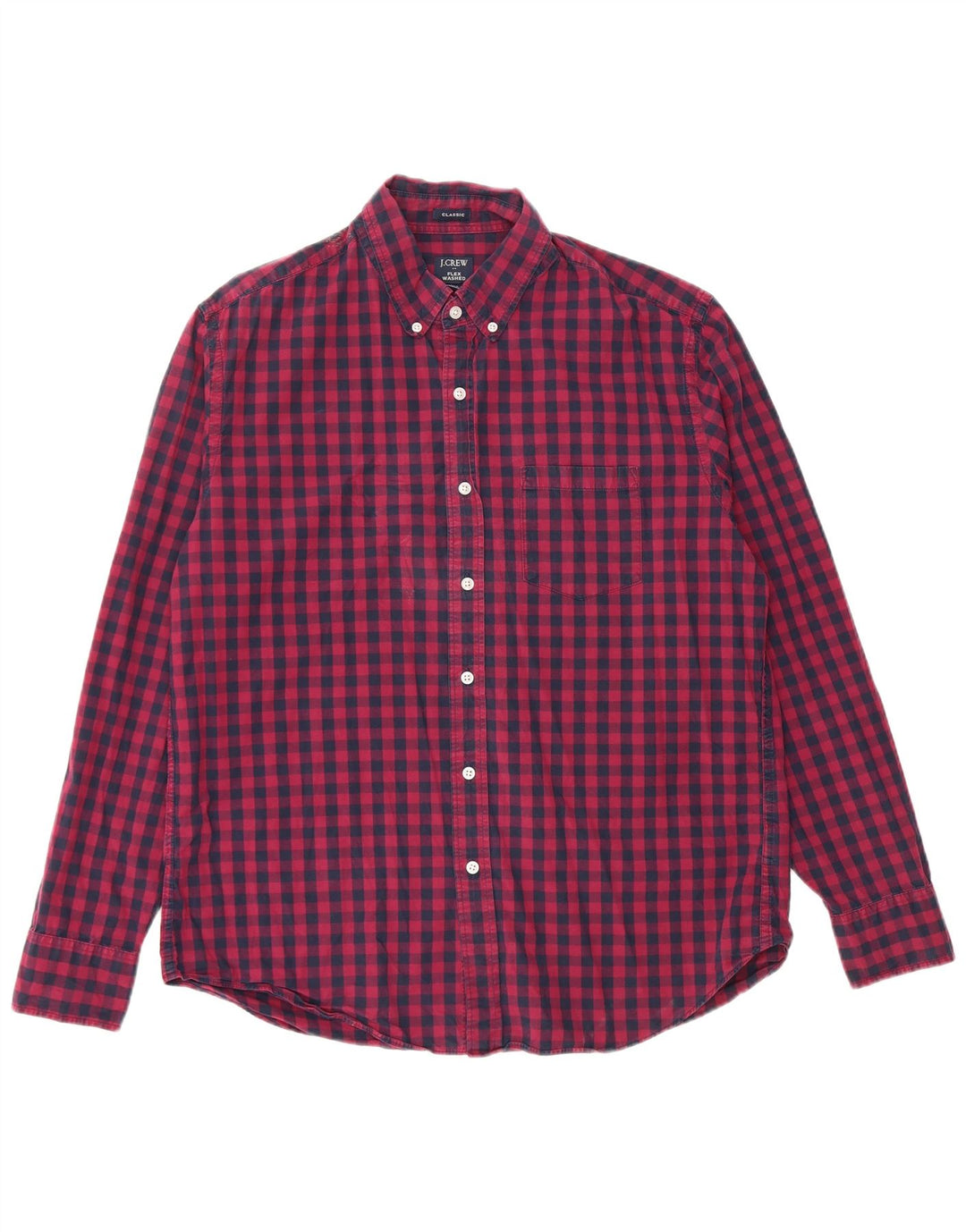 J. CREW Mens Classic Fit Shirt Large Navy Blue Gingham Cotton