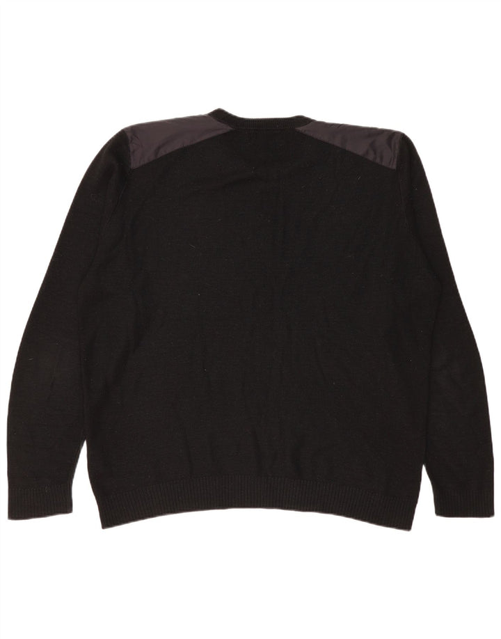 Zara Mens Crew Neck Jumper Sweater XL Black Acrylic