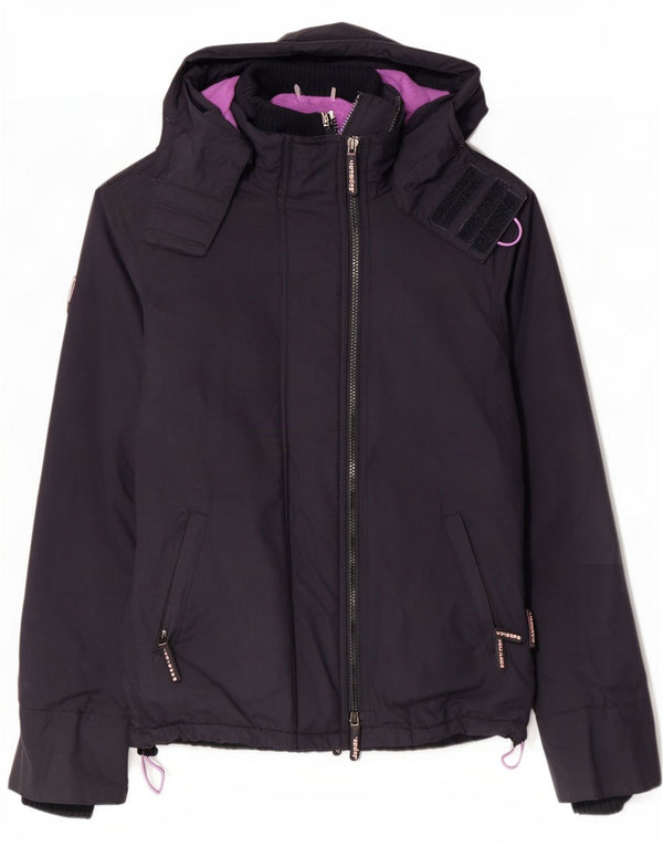 Superdry Womens Hooded Windbreaker Jacket UK 14 Medium Navy Blue
