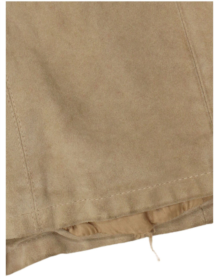 Vintage Womens Suede Jacket IT 46 Large Beige Leather
