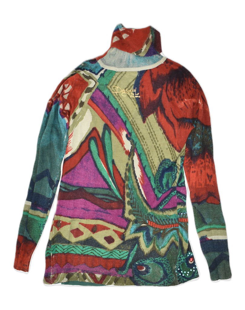 DESIGUAL Womens Roll Neck Jumper Sweater UK 6 XS Multicoloured Patchwork | Vintage Desigual | Thrift | Second-Hand Desigual | Used Clothing | Messina Hembry 