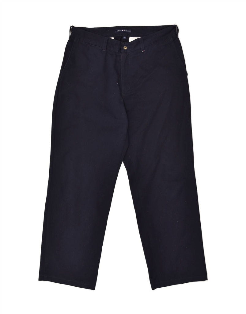 TOMMY HILFIGER Mens Straight Casual Trousers W36 L28 Navy Blue Cotton | Vintage Tommy Hilfiger | Thrift | Second-Hand Tommy Hilfiger | Used Clothing | Messina Hembry 