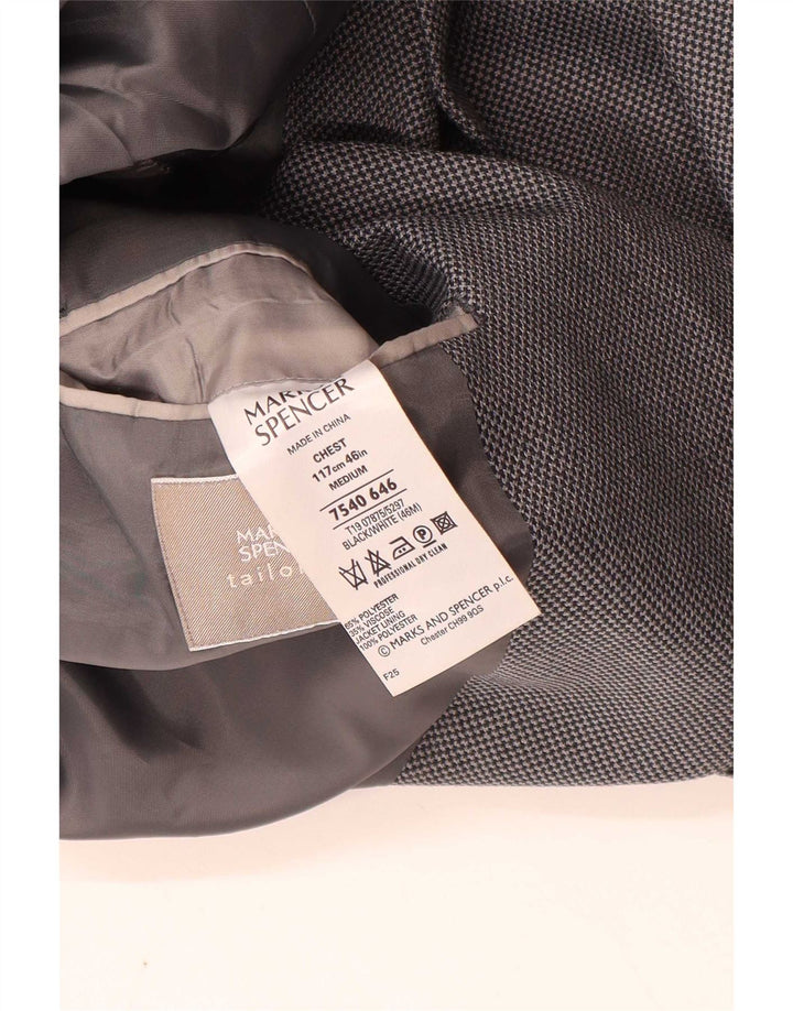 Marks & Spencer Mens Tailored Fit 2 Button Blazer Jacket UK 46 XL Black