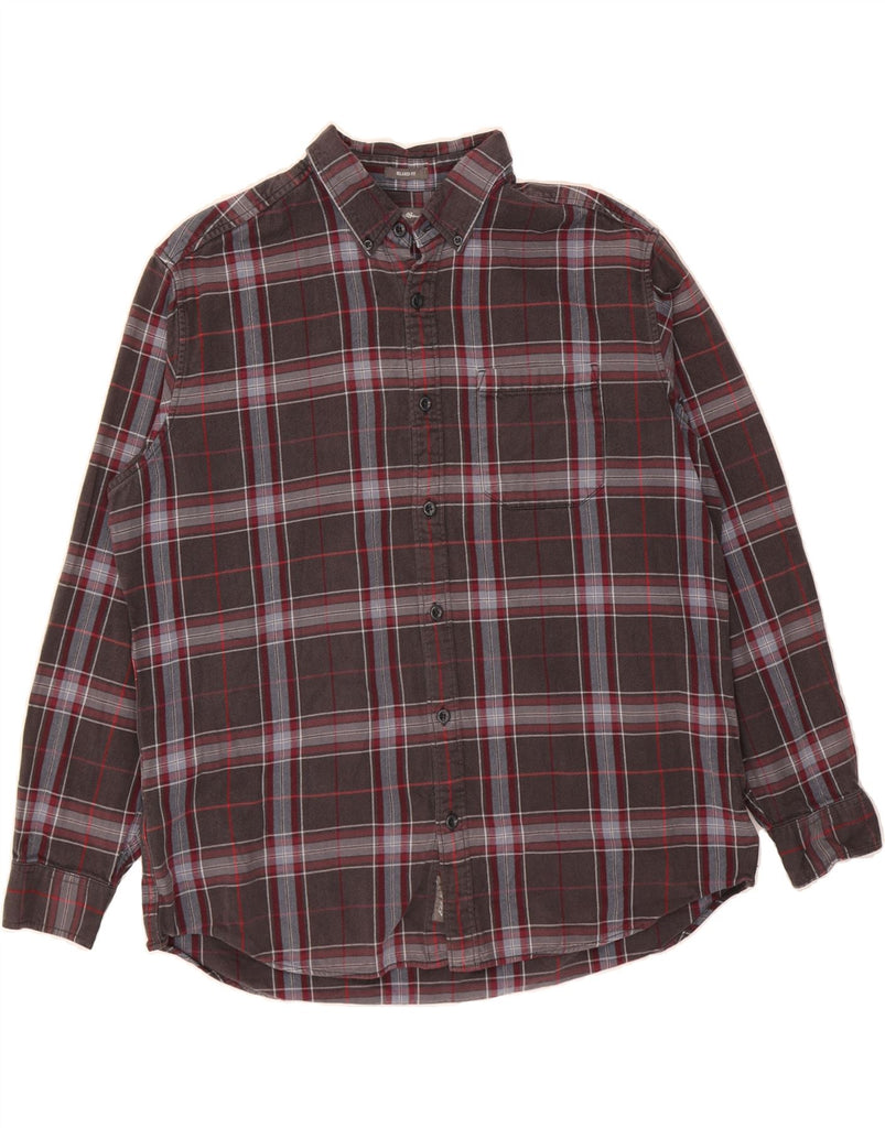 EDDIE BAUER Mens Relaxed Fit Flannel Shirt Large Grey Check Cotton Vintage Eddie Bauer and Second-Hand Eddie Bauer from Messina Hembry 