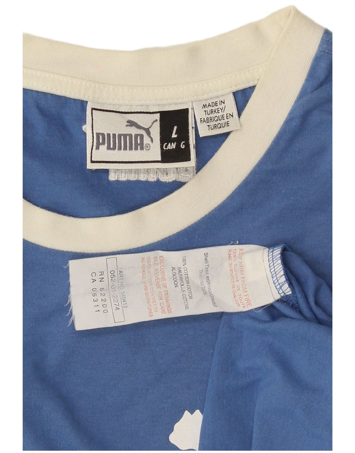 Puma Mens Graphic T-Shirt Top Large Blue Cotton