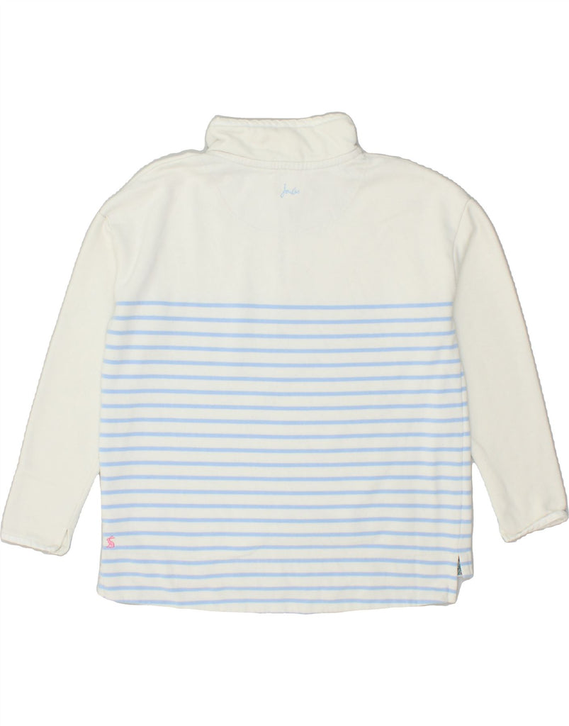 JOULES Womens Zip Neck Sweatshirt Jumper UK 12 Medium Off White Striped | Vintage Joules | Thrift | Second-Hand Joules | Used Clothing | Messina Hembry 