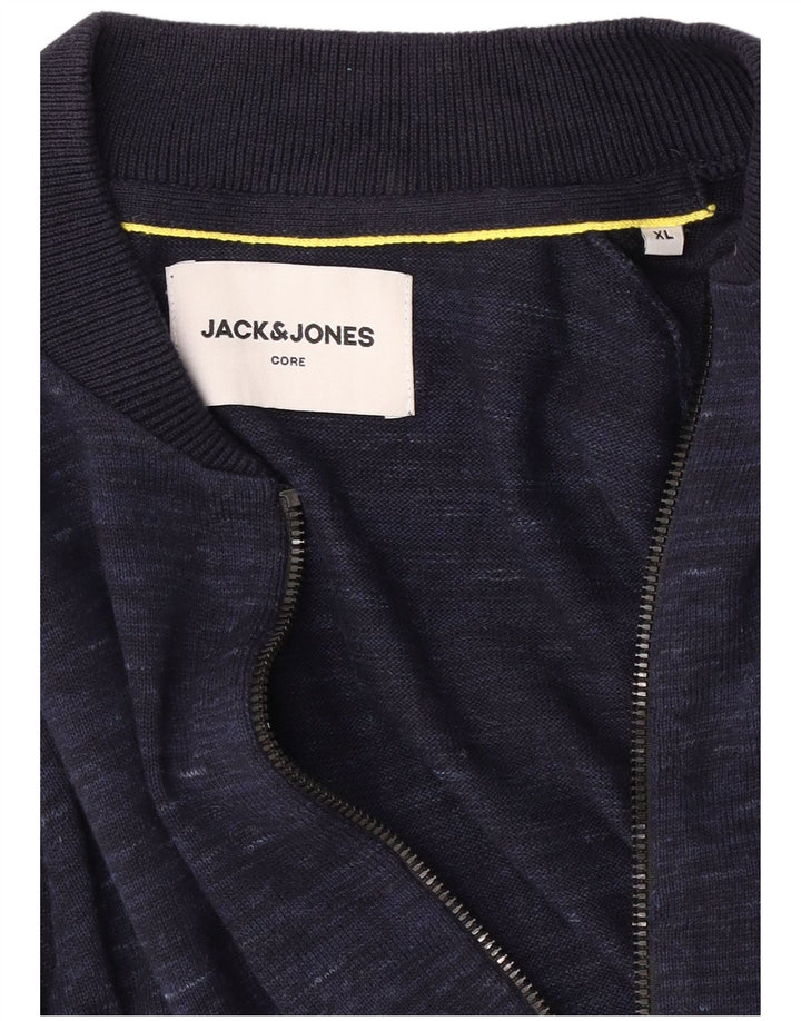 Jack & Jones Mens Cardigan Sweater XL Navy Blue Flecked