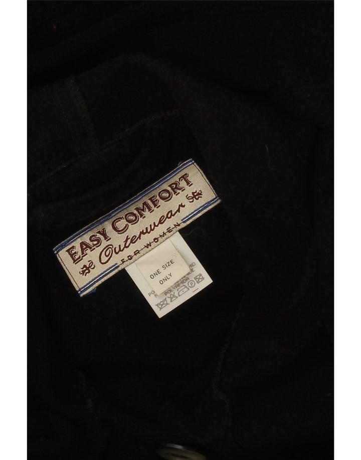 Easy Comfort Womens Hooded Poncho Coat One Size Black Wool