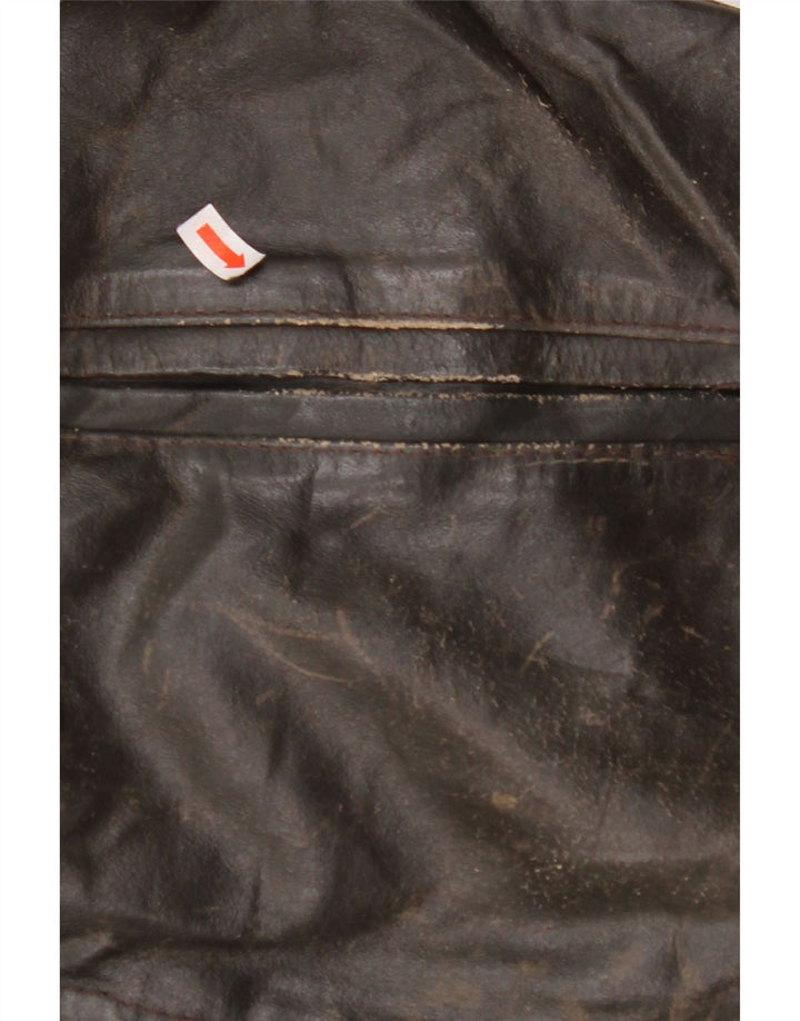 VINTAGE Womens 3/4 Sleeve Leather Jacket UK 14 Medium Brown Leather