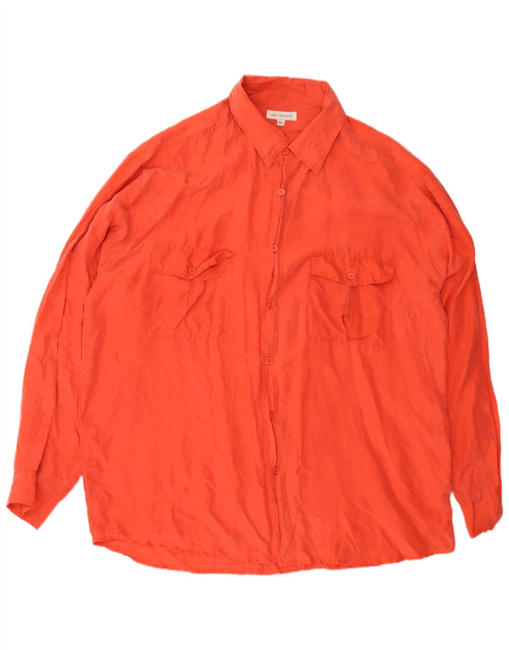 Vintage Mens Shirt XL Orange Silk