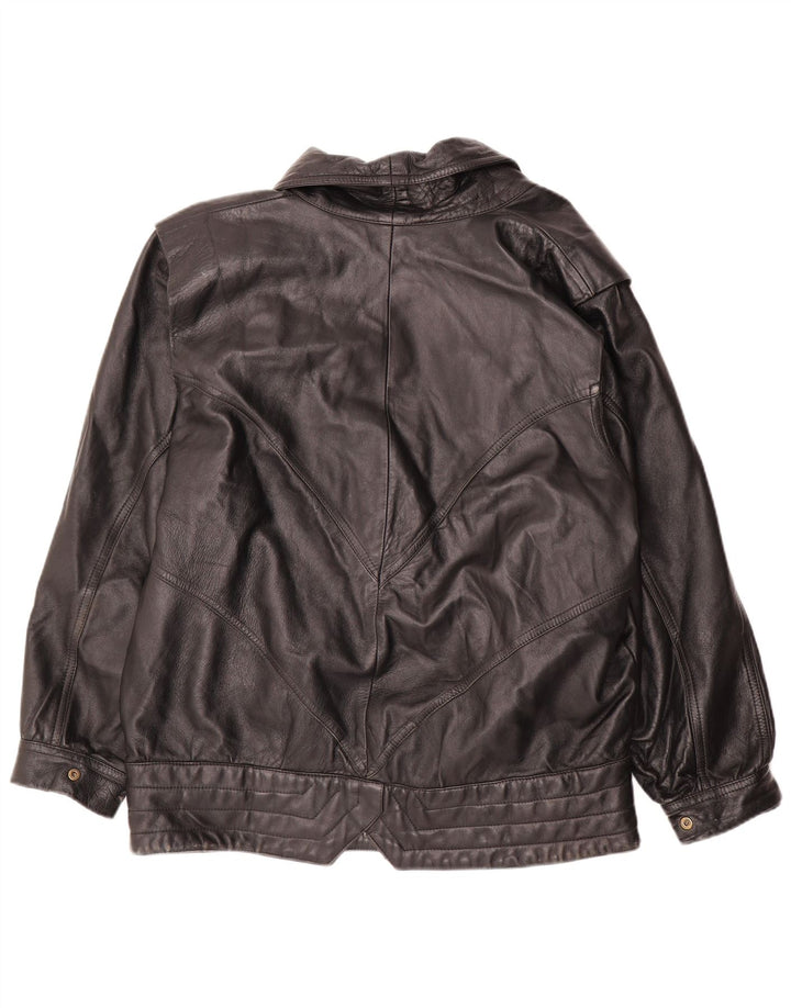 PELLETTERIA Womens Leather Jacket UK 20 2XL Black Leather