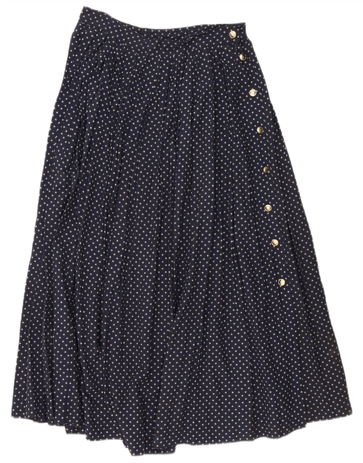 Vintage Womens Maxi Flared Skirt IT 46 Large W30  Navy Blue Polka Dot