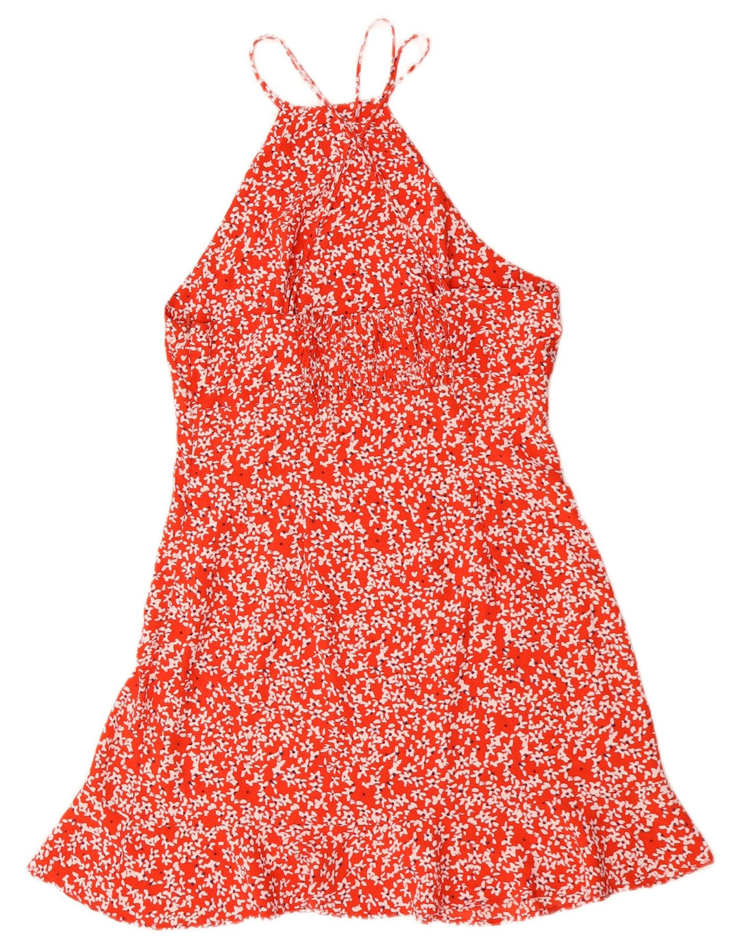 Zara Womens Halter Dress UK 12 Medium Red Floral