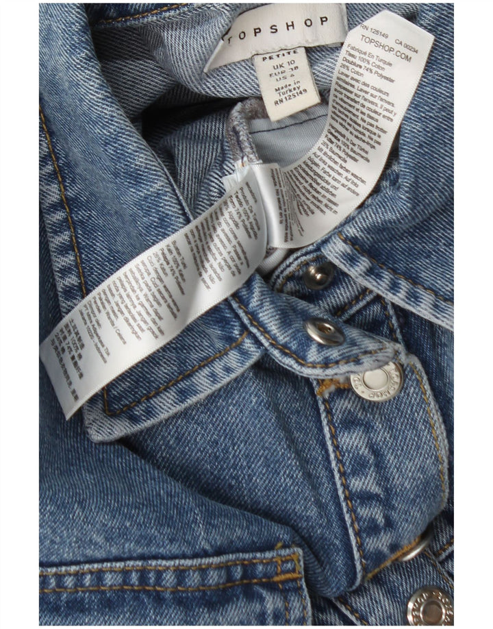 Topshop Womens Denim Playsuit UK 10 Small  Blue Cotton