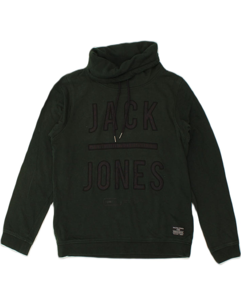 JACK & JONES Mens Graphic Roll Neck Sweatshirt Jumper Large Green Cotton | Vintage Jack & Jones | Thrift | Second-Hand Jack & Jones | Used Clothing | Messina Hembry 