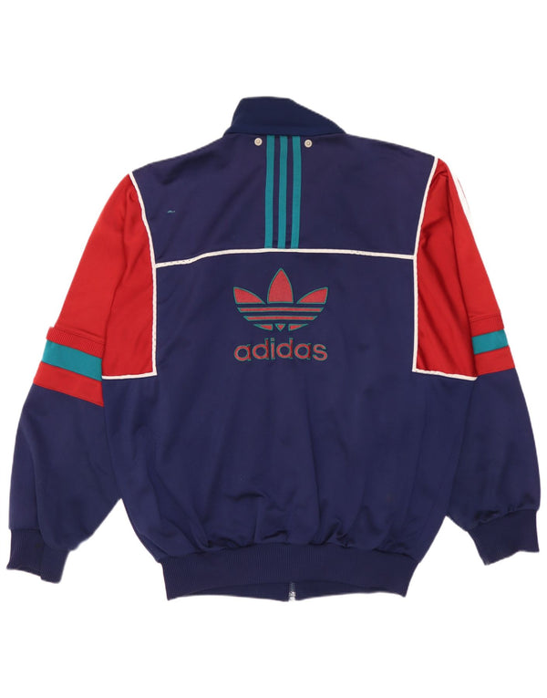 Adidas Mens Tracksuit Top Jacket UK 36/38 Small Navy Blue Colourblock