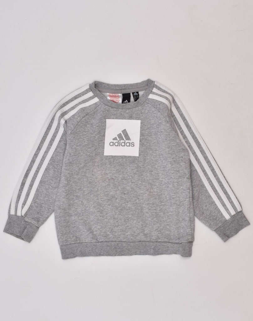 ADIDAS Girls Graphic Sweatshirt Jumper 4-5 Years Grey Cotton | Vintage Adidas | Thrift | Second-Hand Adidas | Used Clothing | Messina Hembry 