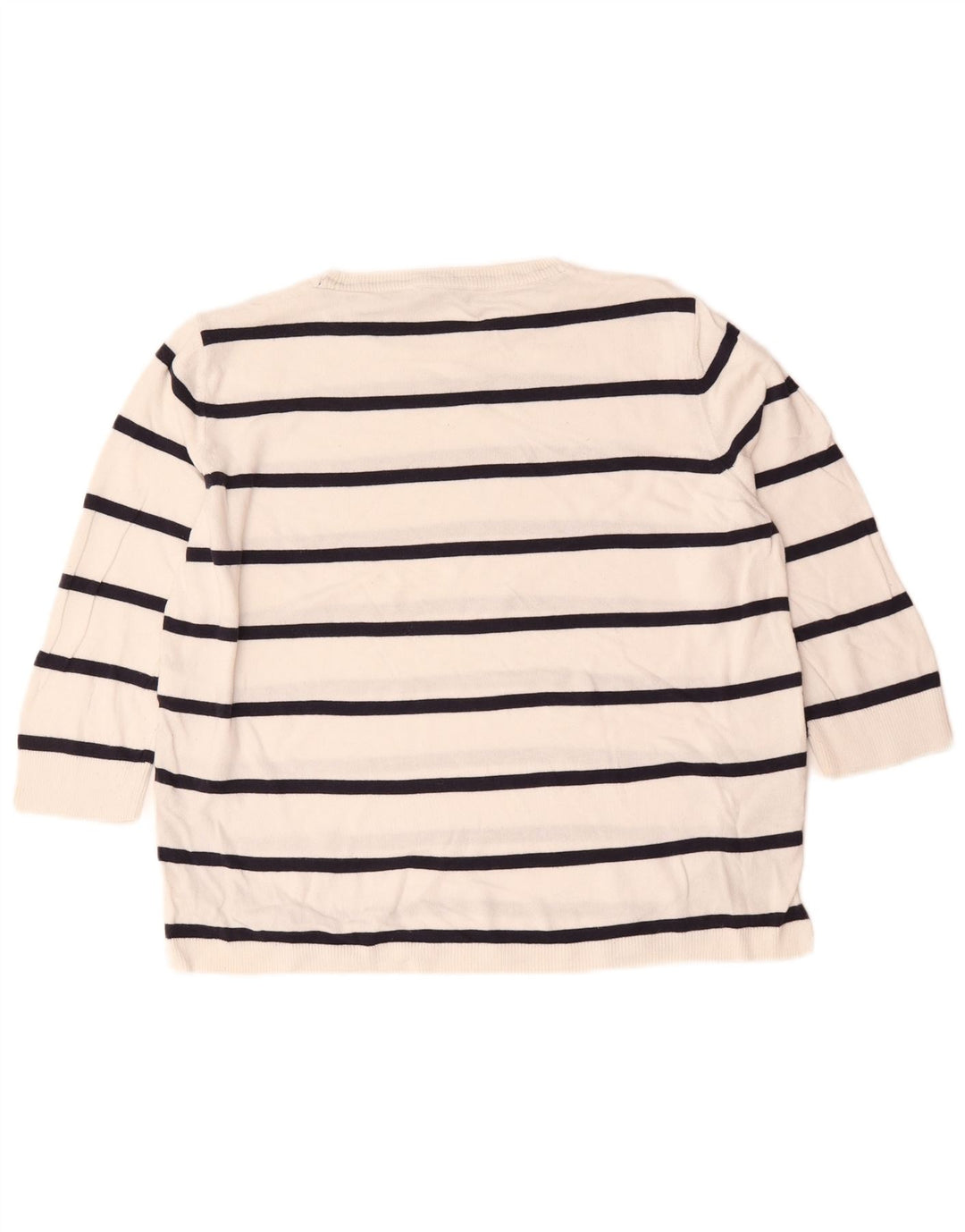 Marks & Spencer Womens Crew Neck Jumper Sweater UK 14 Medium White Striped