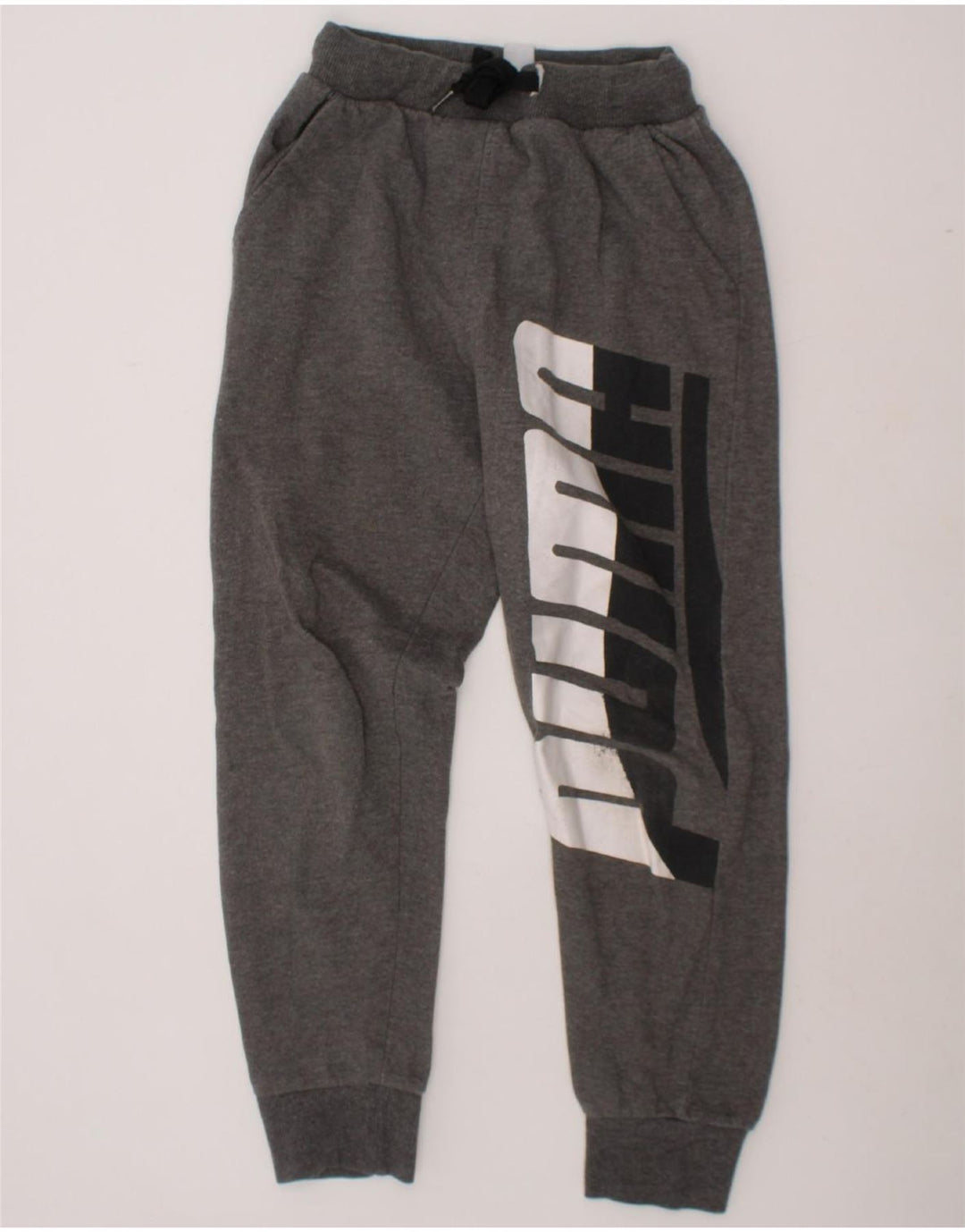 PUMA Boys Graphic Tracksuit Trousers Joggers 7-8 Years Samll Grey Cotton Vintage Puma and Second-Hand Puma from Messina Hembry 