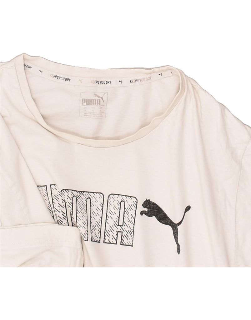 PUMA Mens Graphic T-Shirt Top XL Off White Cotton | Vintage Puma | Thrift | Second-Hand Puma | Used Clothing | Messina Hembry 