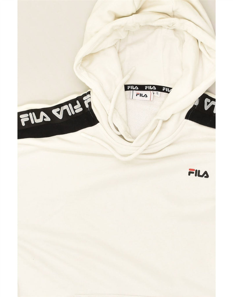 FILA Mens Graphic Hoodie Jumper Small White Colourblock Cotton | Vintage Fila | Thrift | Second-Hand Fila | Used Clothing | Messina Hembry 